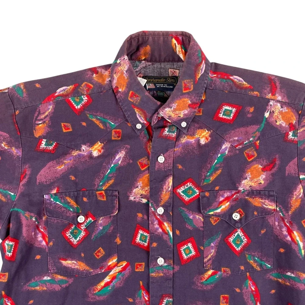 Panhandle Slim Shirt Mens 15.5/32 Purple Long Sleeve Button Down Western USA‎